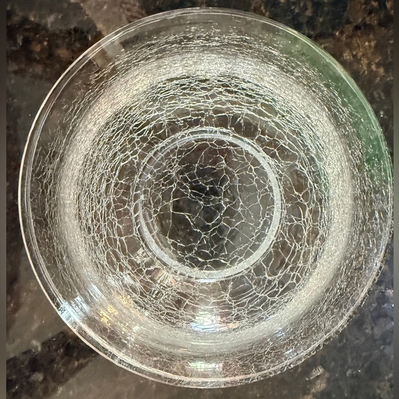 Vintage Footed Brass Stand With Crackle Glass Bowl Insert - Picture 4 of 8